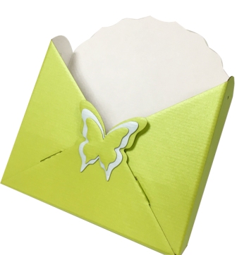 Коробка конверт с бабочкой, Цвет зеленый сад