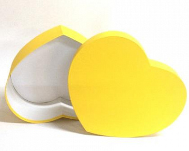 Коробки Сердце, лимонно-желтый эфалин 33*26*12 см